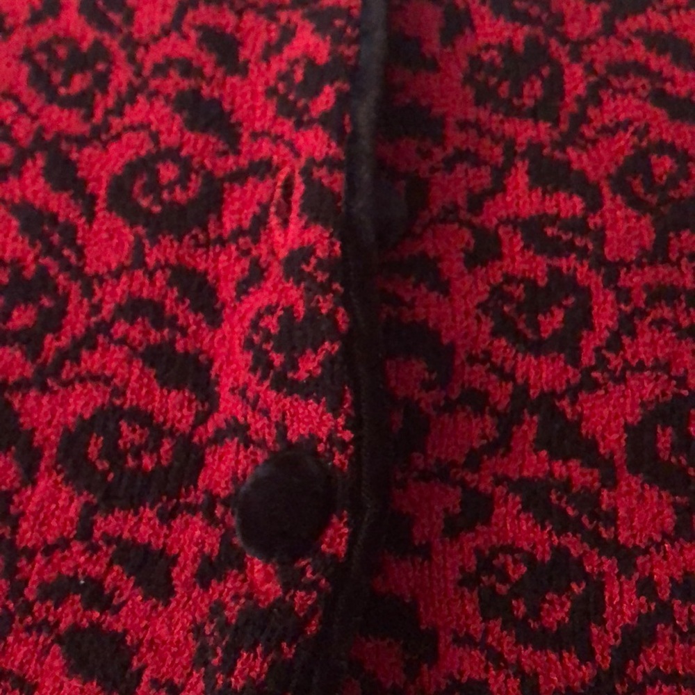 Talbots red and black cardigan - Picture 3 of 8